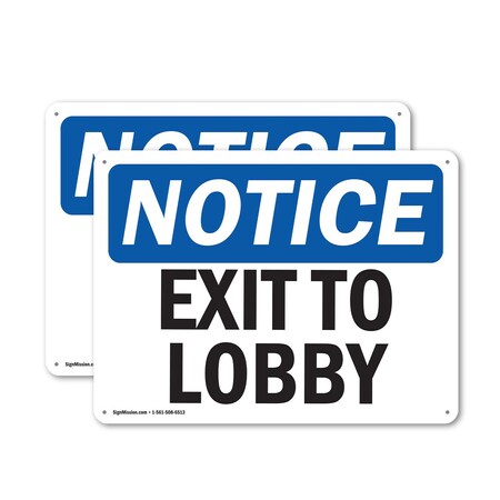 Signmission Exit Sign, Aluminum, 24 in W, 18 in H, Exit To Lobby OS-2PACK-NS-A-1824-L-12257